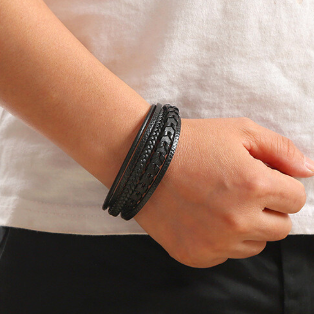 VIKING - BRACELET EN CUIR TRESSÉ