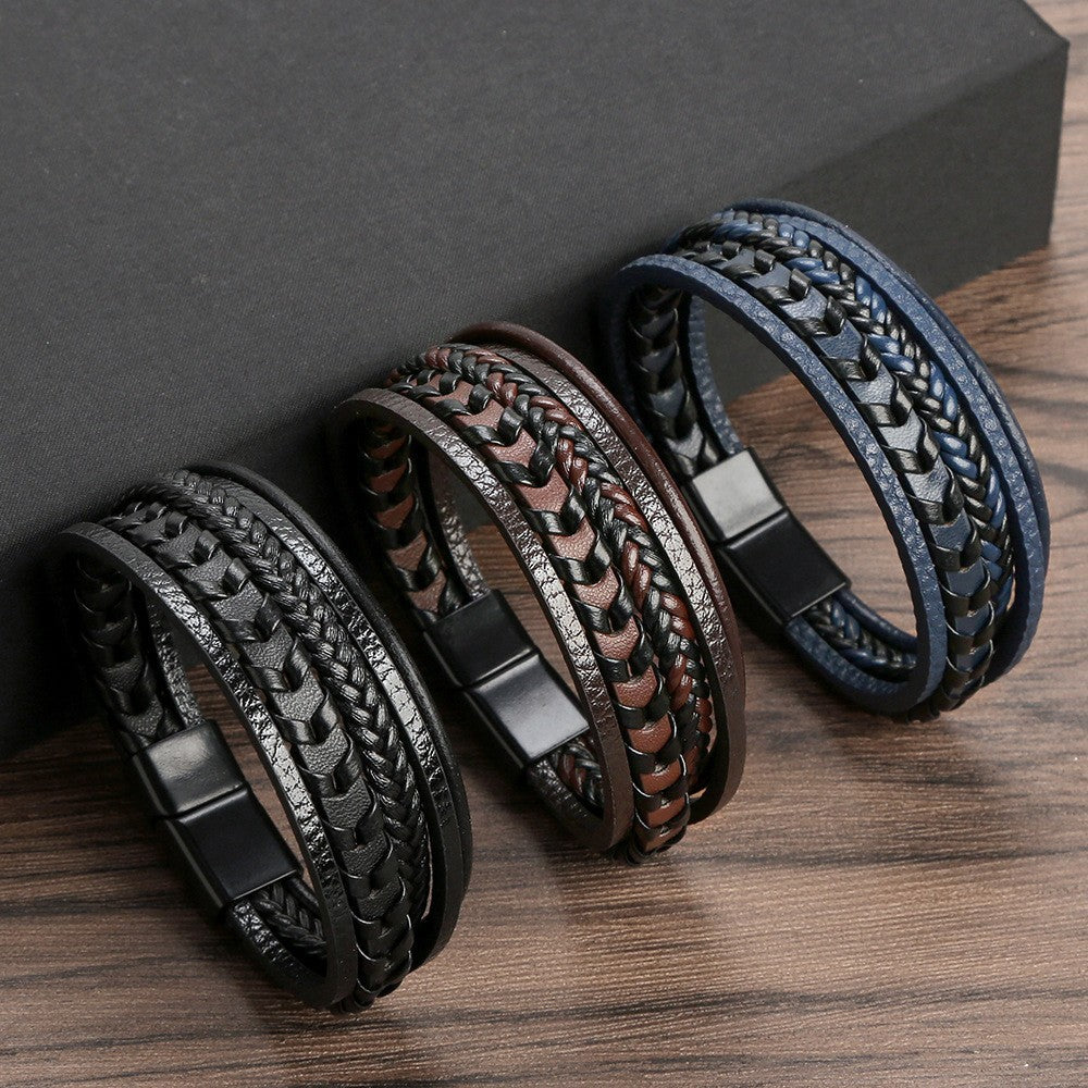 VIKING - BRACELET EN CUIR TRESSÉ