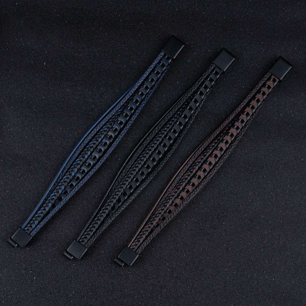 VIKING - BRACELET EN CUIR TRESSÉ