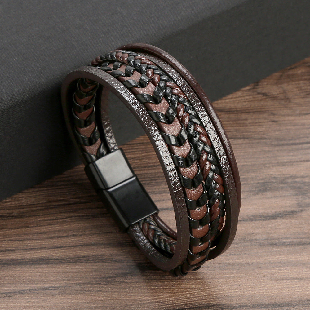 VIKING - BRACELET EN CUIR TRESSÉ