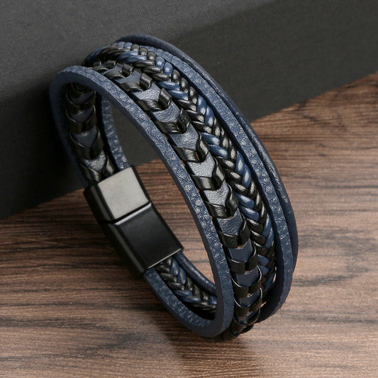 VIKING - BRACELET EN CUIR TRESSÉ